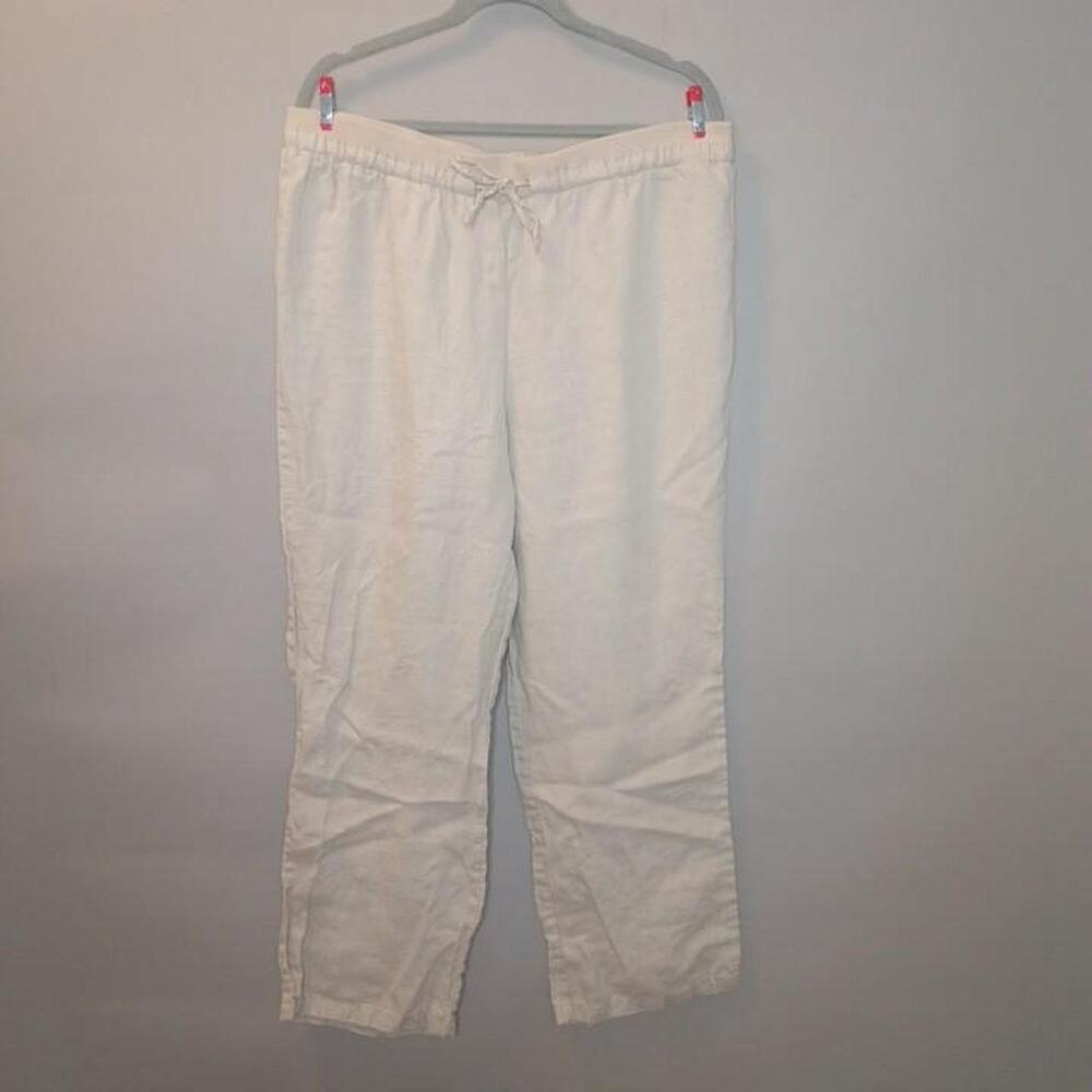 Ellen Tracy Cream Linen Pants